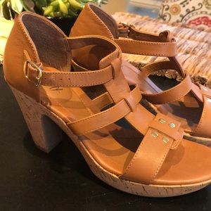 EuroSoft Strappy Cork Heeled Sandals